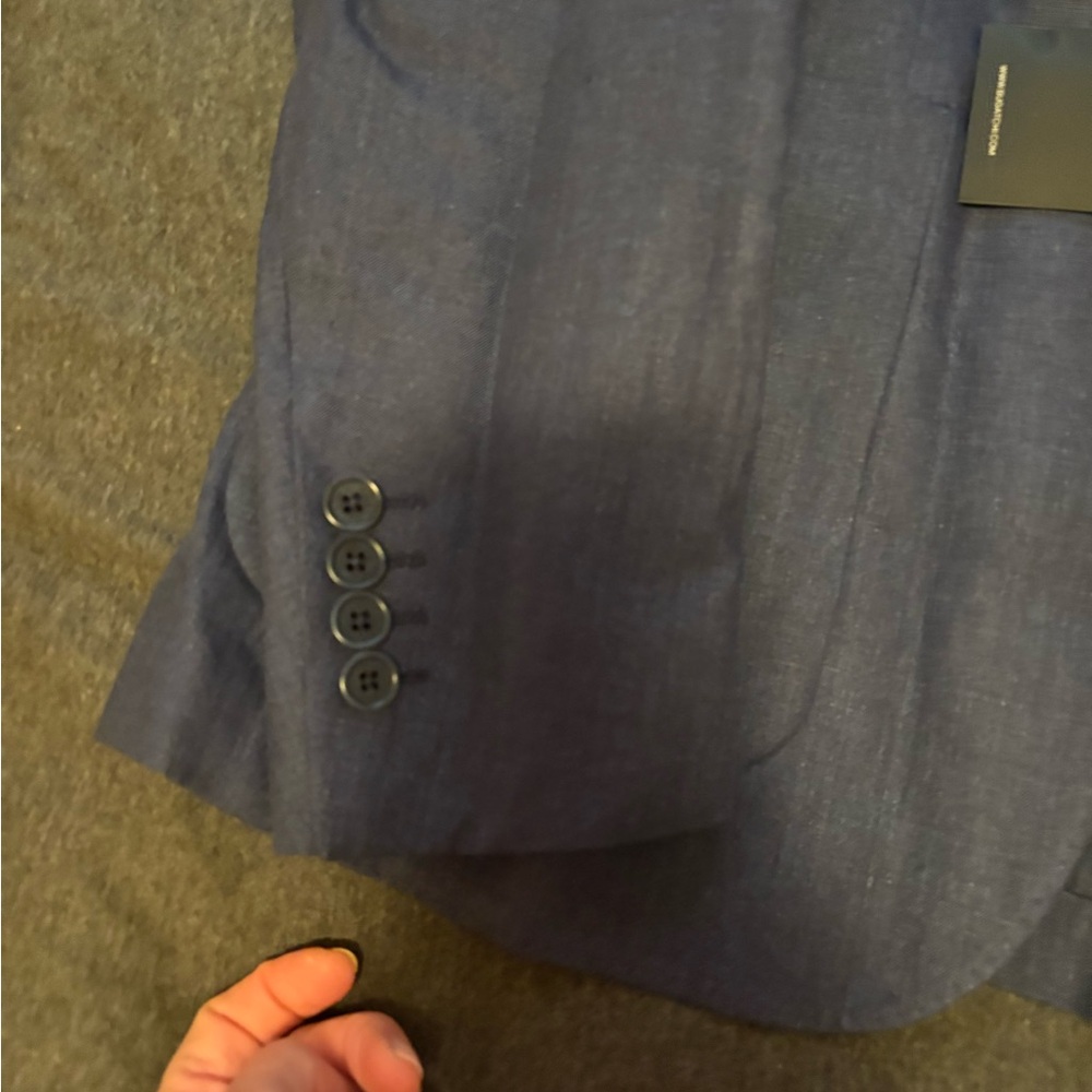 Bugatchi Navy Linen 2 button blazer jacket size 4… - image 14